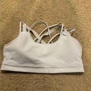 L White Strappy Curves N Combatboots Sports Bra